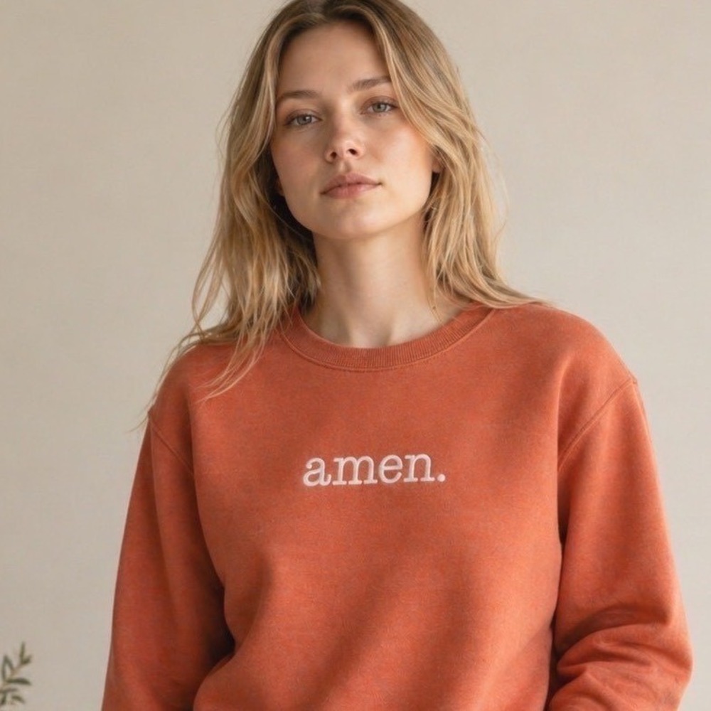 AMEN -Embroidered Sweatshirt - Terracota